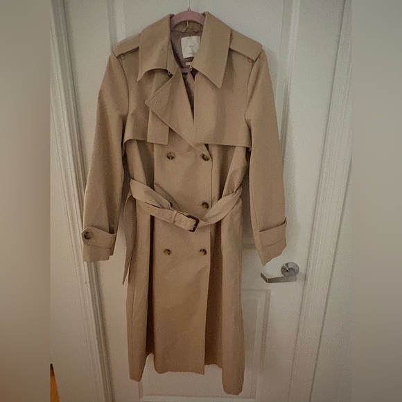 Mango Longline Trench Coat Belted Cotton Blend Size XL - Picture 7 of 14
